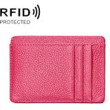 KB37 Antimagnetic RFID Litchi Texture Leather Card Holder Wallet Billfold for Men and Women (Rose Red)