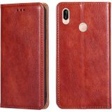 For Huawei P20 lite / Nova 3e PU + TPU Gloss Oil Solid Color Magnetic Horizontal Flip Leather Case with Holder & Card Slot & Wallet(Brown)