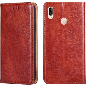 For Huawei P20 lite / Nova 3e PU + TPU Gloss Oil Solid Color Magnetic Horizontal Flip Leather Case with Holder & Card Slot & Wallet(Brown)