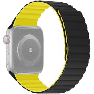 Siliconen magnetische gentegreerde korte riem horlogeband voor Apple Watch Series 7 41mm / 6 & SE & 5 & 4 40mm / 3 & 2 & 1 38mm (zwart geel)