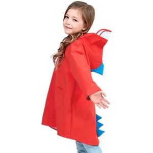 Cartoon Dinosaur Children Fashion Raincoat Size: XXL(Red)