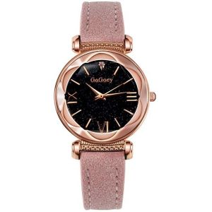 Gogoey Ladies Starry Sky Leather Belt Watch(Pink)