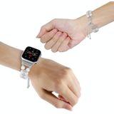 Dubbele rij kralen telescopische ketting horlogeband voor Apple Watch Ultra 49 mm / serie 8 & 7 45 mm / SE 2 & 6 & SE & 5 & 4 44 mm / 3 & 2 & 1 42 mm (Agaat wit)