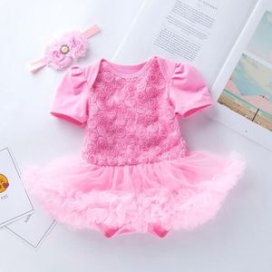 Compound Rose Dress Two-piece Baby Romper Tutu Rok (Kleur: Roze Maat:59)