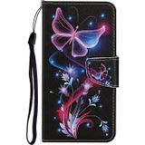 Colored Drawing Pattern Horizontal Flip Leather Case with Holder & Card Slots & Wallet For iPhone 12 / 12 Pro(Fluorescent Butterfly)