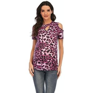 Luipaard textuur afdrukken T-shirt met korte mouwen plus size zwangere vrouwen (kleur: paars maat: XL)