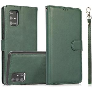 For Samsung Galaxy A71 Calf Texture 2 in 1 Detachable Magnetic Back Cover Horizontal Flip Leather Case with Holder & Card Slots & Wallet & Photo Frame(Green)