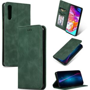 Retro Skin Feel Business Magnetic Horizontal Flip Leather Case for Samsung Galaxy A70(Army Green)