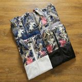 Floral Bomber Jacket Men Hip Hop Slim Fit Flowers Pilot Bomber Jacket Coat Men's Hooded Jackets  Size: L(Silver)