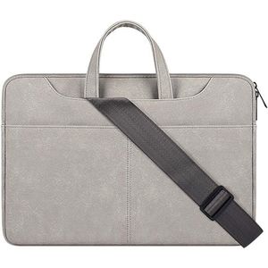 ST06SDJ Frosted PU Business Laptop Bag with Detachable Shoulder Strap  Size:14.1-15.4 inch(Light Gray)