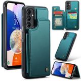 Voor Samsung Galaxy A14 CaseMe C22 Kaartsleuven Houder RFID Anti-diefstal Telefoonhoesje (Blauw Groen)