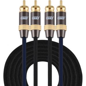EMK 2 x RCA Male to 2 x RCA Male Gold Plated Connector Nylon Braid Coaxial Audio Cable for TV / Amplifier / Home Theater / DVD  Cable Length:5m(Black)