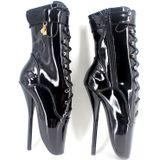 Ballet Pumps Spike hiel Black Lace-up puntige teen schoenen  grootte: 36 (Bright Black)
