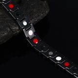 Europe and America Style Fashion Men Jewelry Stainless Steel + Black Plating Magnetic Health Bracelet  Size: 12mm*22cm (Black)