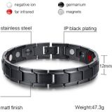 Europe and America Style Fashion Men Jewelry Stainless Steel + Black Plating Magnetic Health Bracelet  Size: 12mm*22cm (Black)