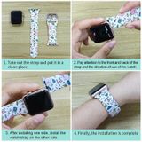 Silicone Printing Integrated Replacement Watch Case Watchband For Apple Watch Series 6 & SE & 5 & 4 44mm(White Florets)