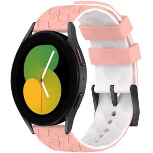 Voor Samsung Galaxy Watch 5 40 mm 20 mm voetbalpatroon tweekleurige siliconen horlogeband (roze + wit)