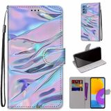 For Samsung Galaxy M52 5G Coloured Drawing Cross Texture Horizontal Flip PU Phone Leather Case with Holder & Card Slots & Wallet & Lanyard(Colorful Layer(Fluorescent Water Pattern)