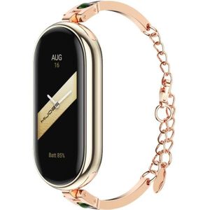 Voor Xiaomi Mi Band 8 Mijobs Ruyi Beauty Armband Horlogeband (Rose Goud Groen)