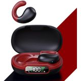 Clip-on draadloze Bluetooth-oortelefoon met digitaal oplaadcompartiment (zwart rood)