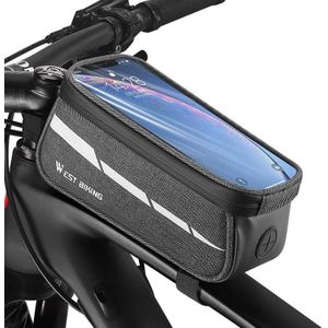WEST BIKING 7 inch mountainbike mobiele telefoon met touchscreen aan de voorkant (zwart grijs)