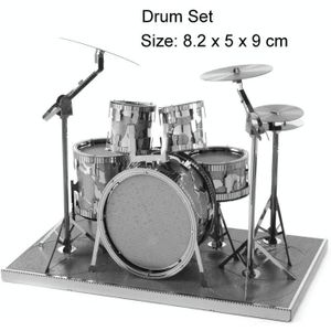 3 PCS 3D Metal Assembly Musical Instrument Model DIY Puzzel Speelgoed  Style: Drum Kit