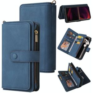 For Sony Xperia 5 III Skin Feel PU + TPU Horizontal Flip Leather Case With Holder & 15 Cards Slot & Wallet & Zipper Pocket & Lanyard(Blue)