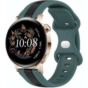 Voor Huawei Watch GT3 42 mm 20 mm vlindergesp tweekleurige siliconen horlogeband (groen + zwart)