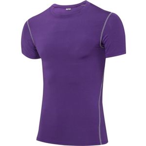 Stretch Quick Dry Tight T-shirt Training Bodysuit (Kleur: Paars formaat:XL)