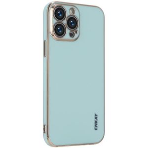 ENKAY Plated Gold Edge TPU Case for iPhone 13 Pro(Light Green)