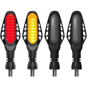 4 STUKS Gemodificeerde Motorfiets 16LEDs Rem Turn Achterlicht  Gerookte Shell (Rood Licht + Geel Licht)