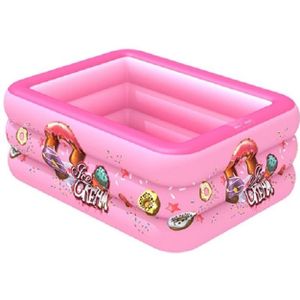 Household Indoor and Outdoor Ice Cream Pattern Children Square Inflatable Swimming Pool  Size:130 x 85 x 50cm  Color:Pink