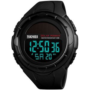 SKMEI 1405 Fashion Solar Power Outdoor Sports Watch Multifunctional 50m Waterproof Men Digital Watch(Black)