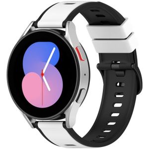 Voor Samsung Galaxy Watch4 Classic 42 mm 22 mm tweekleurige siliconen horlogeband (wit + zwart)