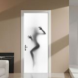 2 PCS/Set Silhouette Door Art Decor Home Creative DIY 3D Door Stickers Pattern for Wall Room Home Door Decor Decoration