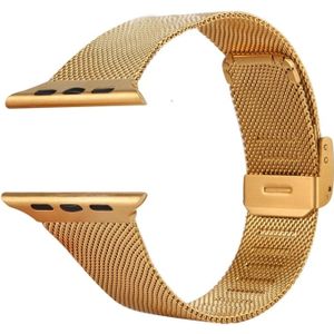 For Apple Watch Series 7 & 6 & SE & 5 & 4 44mm  / 3 & 2 & 1 42mm Milanese Stainless Steel Watchband(Gold)