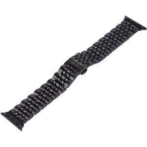 For Apple Watch 38mm Hidden Butterfly Buckle 7 Beads Stainless Steel Watchband(Black)