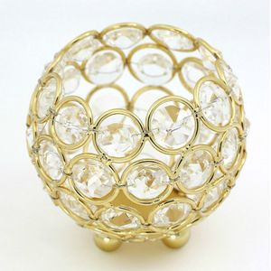 Crystal Ball Candlestick Vase Road Lead Ball Type Candlestick Wedding Candlestick Decoration  Size:80mm(Gold )