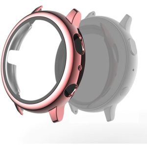 For Samsung Galaxy Watch Active 2 40mm Electroplate PC Protective Case with Tempered Glass Film(Pink)