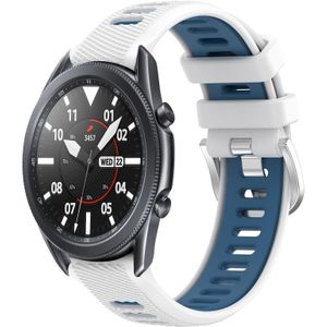 Voor Samsung Galaxy Watch3 45 mm 22 mm sport tweekleurige stalen gesp siliconen horlogeband (wit + blauw)