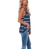 V-neck Striped Sleeveless T-Shirt Camisole for Ladies (Color:Dark Blue Size:L)