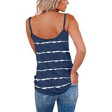 V-neck Striped Sleeveless T-Shirt Camisole for Ladies (Color:Dark Blue Size:L)