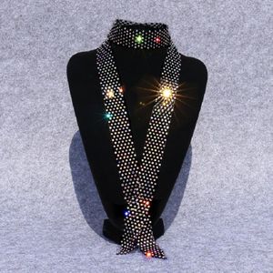 Kleurrijke diamant op zwarte vrouwen lovertjes Rhinestone Bow tie Dance Costume accessoires