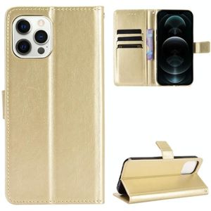 Crazy Horse Texture Horizontal Flip Leather Case with Holder & Card Slots & Wallet & Lanyard for iPhone 12 / 12 Pro(Gold)