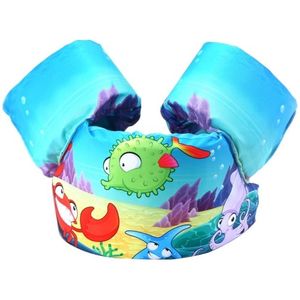 Crab Pattern Children Swimming Lifesaving Equipment Buoyancy Swimsuit Vest Sleeves Back Floating Arm Swim Rings Snorkeling Suit  Size: 86cm  Suitable for 2-7 Years of Age  Buoyancy Within 10-30kg Baby Use