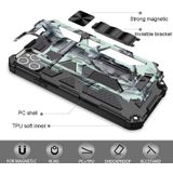 Camouflage Armor Shockproof TPU + PC Magnetic Protective Case met houder voor iPhone 12 Pro Max (Mint Green)