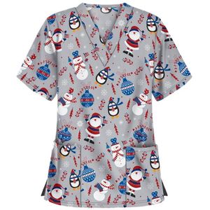 Kerstprint T-shirt met korte mouwen T-shirt Verpleegster Uniform (kleur: 8 Grootte: S)