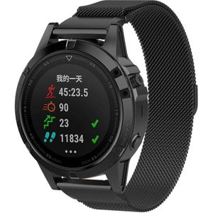 Voor Garmin fenix 5 Milan metalen horlogeband van metaal roestvrijstaal  grootte: 22MM (zwart)