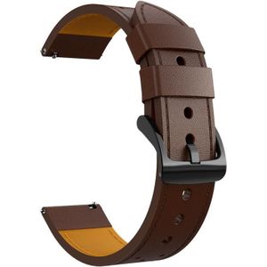 For Samsung Galaxy Watch 3 45mm Round Hole Line Genuine Leather Replacement Strap Watchband(Coffee Leather Line Orange Point)