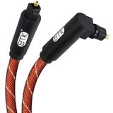EMK 90 Degree Swivel Adjustable Right Angled 360 Degrees Rotatable Pulg Nylon Woven Mesh Optical Audio Cable  Cable Length:1m(Orange)